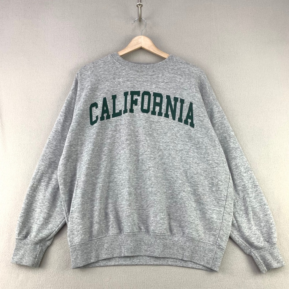 Reflex California Crewneck Sweatshirt Womens M Gray Oversized Gorp Blokecore